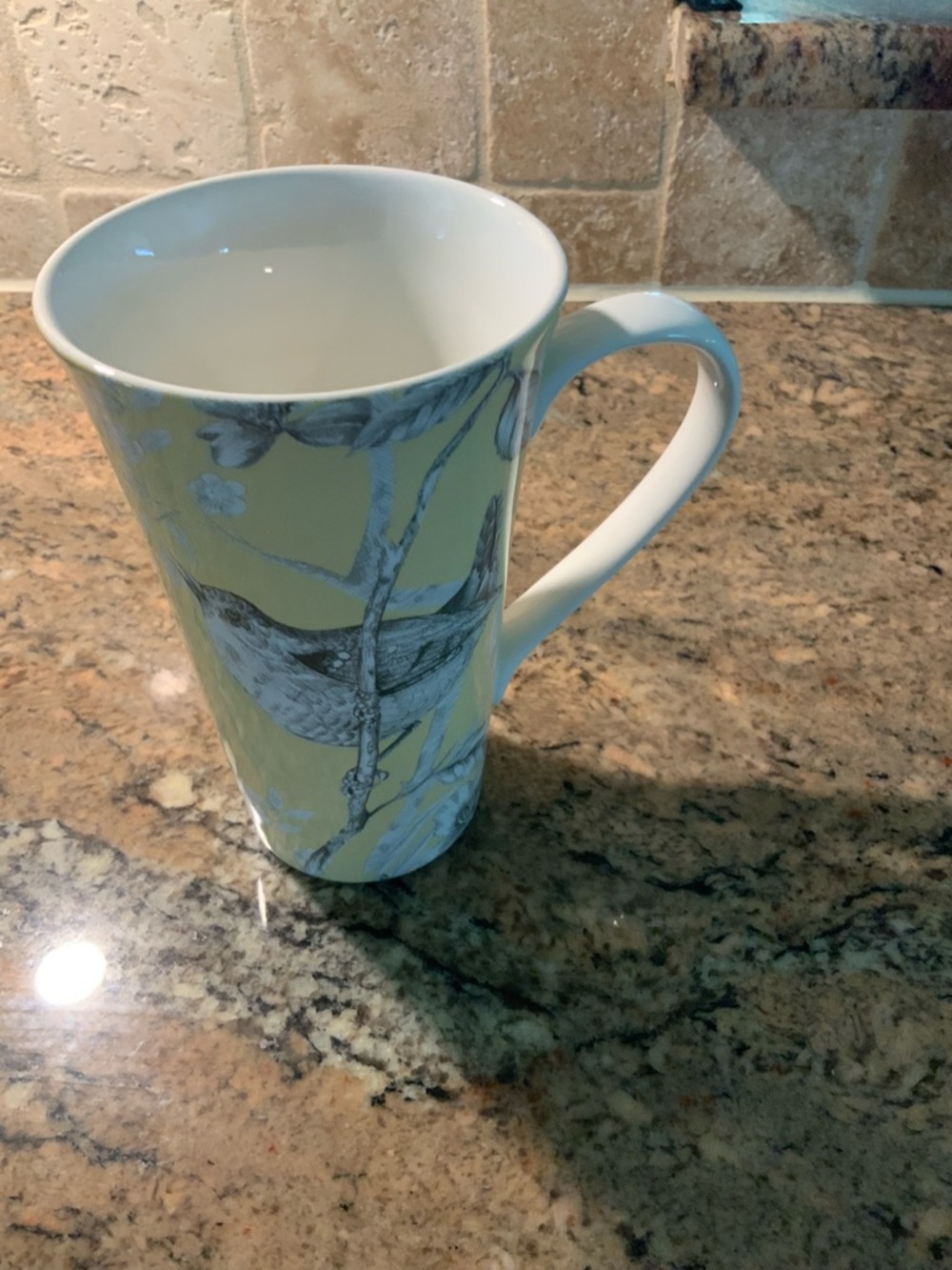 222 Fifth Yellow Floral Porcelain Mug with White Handle